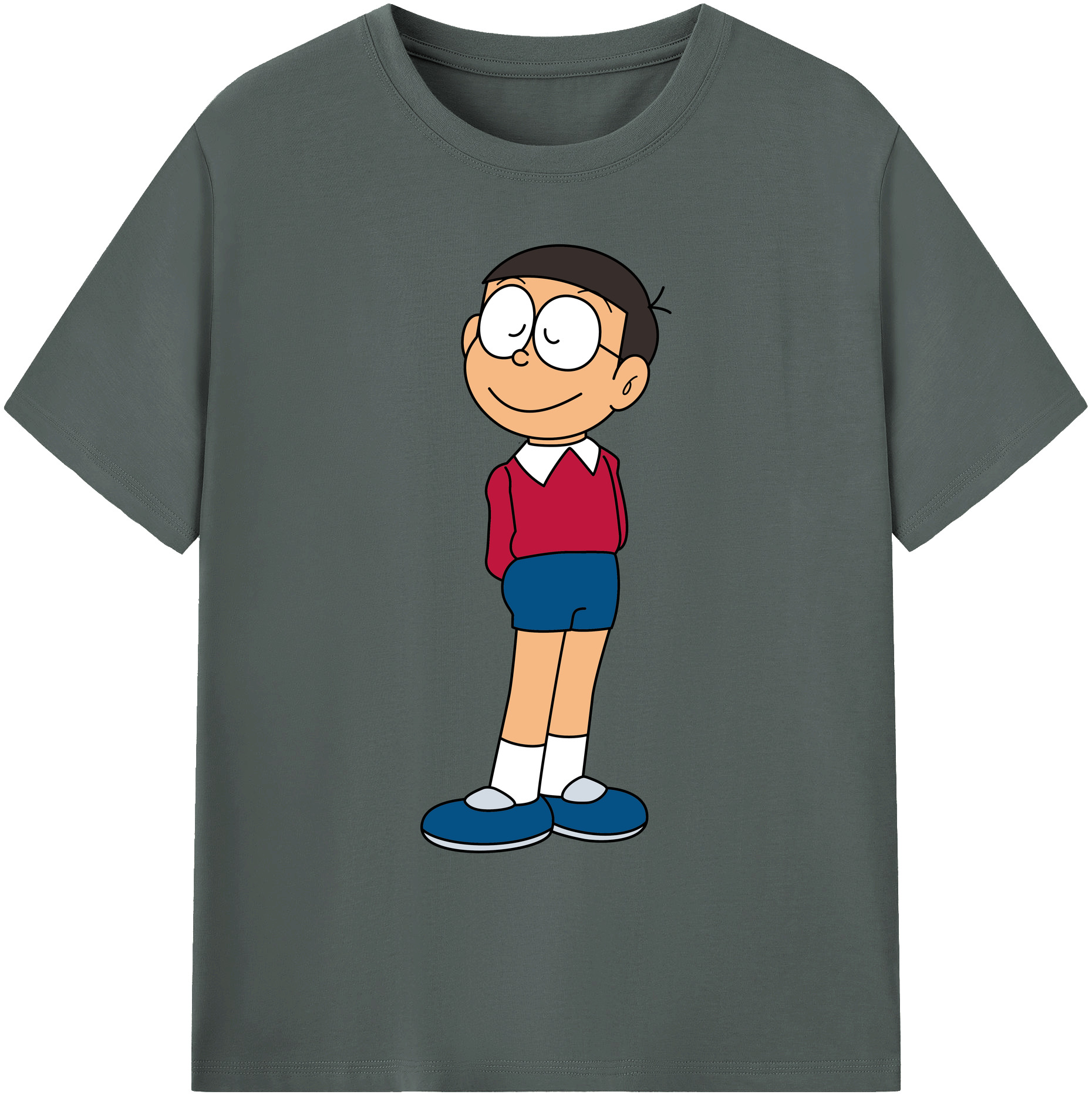 （画像用） ドラえもん 野比 のび太 Doraemon Nobita Nobi 綿100％ メンズ半袖Tシャツ｜肌触りやわらか＆通気性